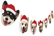 Corgi Christmas Garland, Dog Face Christmas Hanging Decorations, Xmas Gift fo...