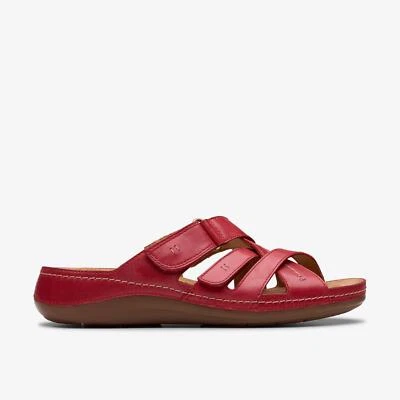 Clarks Women's Cecily Slide Red Leather 26181421