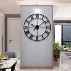 50CM Large Wall Clock Artiss Roman Numerals Round Metal Luxury Home Decor AU HOT