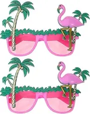 [SEWACC] Hawaiian Party Eyewear Set 2pcs Flamingo Dressup Glasses Coconut Tree Design Stylish Comfortable