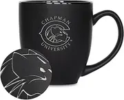 Rico Industries NCAA Chapman Panthers 15oz Laser Engraved Matte Black Ceramic Bistro Mug - for Hot or Cold Drinks