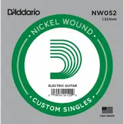 2 x D'Addario NW052 Single Nickel Wound .052 Electric Guitar Strings, String