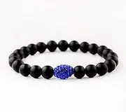 [IBOWZ] Crystal Bracelet Bead Bracelets Crystal Bracelet, 7 Chakra Natural Stone Bead Agate Elastic Bangle Purple Rhinestone Pave Charm Jewelry Birthstone Pray Yoga Energy Reiki Charm Men
