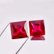 1 Pair 17x17 MM Natural Mozambique Blood Red Ruby Princess Loose Gem Certified