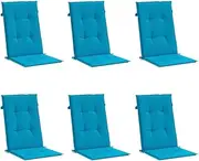 vidaXL High Back Outdoor/Indoor Blue Polyester Chair Cushions 6 pcs - UV Resistant, Water-Resistant Seat Pads for Patio/Garden/Lounge Chairs