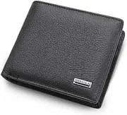 [Cilzephyr] Men's Wallet Genuine Leather Wallet Leather Slim WalletCredit Card Holder, Bifold, Minimalist,Front Pocket,ID Windows,Small Thin,Carbon Fiber Leather, RFID Protection