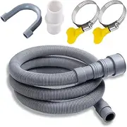 2.0m Washing Machine Drain Hose with Drain Hose Connector and Hose Clips Extension for Washing Machine Dishwasher Flexible Drain Hose