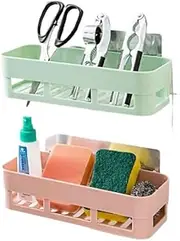 Shower Shelf Plastic Shelf Toilet Adhesive Shampoo Deposit Basket Decoration Bathroom Corner Bathroom Shelf Kitchen Accessories 淋浴间置物架塑料置物架卫生间自粘洗发水收纳篮装饰浴室角浴室置物架/533