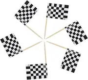 WHAMVOX 24Pcs Checkered Racing Flags Birthday Cake Toppers Decorative Cupcake Picks for Happy Birthday Parties Weddings and Events for Racing Theme Celebrations