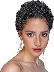 Human Hair Short Afro Curly Wigs Pixie Cut Wig Kinky Curly Wig for Black Women Natural Looking Brazilian
