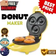 NEW 3 HOLE BAKING ESSENTIAL ELECTRIC PORTABLE MINI DONUT MAKER - YELLOW AUS