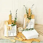 DJAPWPX 6-Piece Bamboo Cheese Board Set with 55Pcs Accessories - Wedding Includes Serving Utensils (Spoon/Fork/Spreader) - Perfect for Party Favors, Game Prizes & Guest Gifts