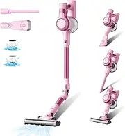 [Stanew] Foldable Battery Vacuum Cleaner, 33 Kpa Wireless Vacuum Cleaner, 320 W Cordless Vacuum Cleaner, 40 Minutes Running Time, LED, for Pet Hair, Carpet, Car, Hard Floor, Sofas etc. (Pale Pink)