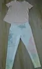 Calia Leggings Lemon Ice Paint Splatter Tie Dye Leggings Peach Green + Shirt