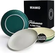 Plates Set of 6 / Modern Plate Set Made of Ceramic/Stoneware - Palmanova Collection (Jungle Green, 21 cm)