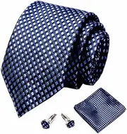[CHUNNIAN] Men's Ties Classic Men's Ties with Men's Cufflinks Pocket Square Handkerchief Men's Tie Sets