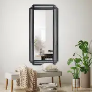 Large Rectangle Mirror - 47"X22" Wall Mirrors Decorative, Black Metal Frame with