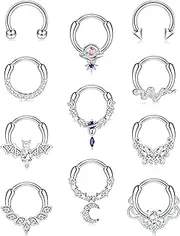 Jstyle16G Septum Rings Septum Jewelry Septum Piercing Jewelry Cute Snake Butterfly Septum Ring Daith Earrings