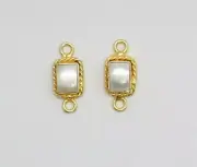 2 Pieces Shell Pearl Earrings Charms 22K Gold Connectors Links