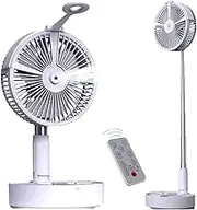 Credelin Collapsible Fan, Portable Folding Fan Rechargeable Foldaway Travel Fan with Night Light & Remote Control USB Battery Operated Standing Desk Fan for Home Office, Outdoor Camping