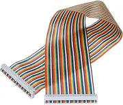uxcell 1 Pcs 60 Pin Flat Rainbow Ribbon Cable FC/FC Female Connector 1.64FT 2.54mm Pitch Breadboard Jumper Wires for Electronic Projects