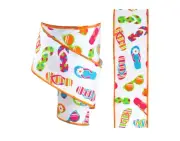Flip Flop Wired Ribbon 2.5" by 2 yd Summer Beach Craft Bright Pattern on White