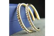 14k Gold plated brilliant crystals dangle hoop earrings