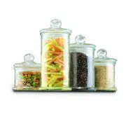 Anchor Hocking Apothecary Jar Canister Set with Ball Lid, 4-Piece Set, Clear ...