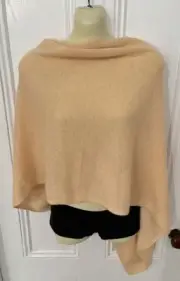 Hannah Rose Cashmere Pullover Wrap Shawl O/S Peach 4-Season Plane Cruise Office