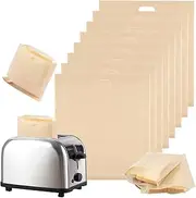 8 Pack Toaster Bags, Toastie Bags for Toaster Reusable Non-Stick, Washable Sandwich Toaster Bags, Toastie Bags for Toaster Microwave Grill Oven (17 x 19cm)