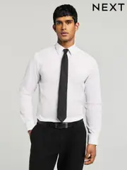 White/Black Regular Fit Shirt and Tie Pack (E15780) | $66