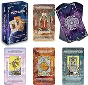 IXIGER Tarot Cards Set with Guide Book,Tarot Cards for Beginners with Meanings on Them,Learning Tarot Deck Fortune Telling Game with Keywords, Chakra, Planet, Element, Yes/No, Zodiac,Affirmations