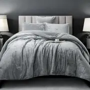 Morgan and Reid Silver Velvet Crushed Snuggle Fleece Comforter Set