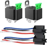 2 Pack 30A Fuse Relay car Truck Socket kit-30A ATO/ATC Switch Harness Set-12V DC 4-Pin SPST Automotive 14 AWG Wires
