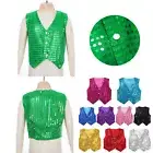 Kids Boy Girl Sequin Waistcoat Fancy Jacket Vest Hip-hop Jazz Dance Show AU