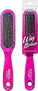 Red by Kiss Wig Brush, Anti-Static & Anti-Frizz for All Hair Types, Stainless Steel Bristles for Easy Detangle, Smooth Hair & Wig Without Breakage, No Snag with Knot-Free Bristles (Mini)