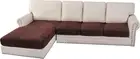 Velvet Stretch Sectional Couch Covers - 4 Piece L Shape Sofa Seat Cushion Set fo