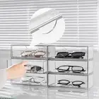 Glasses Container Visible Eyeglasses Storage Box Transparent Stackable Drawer