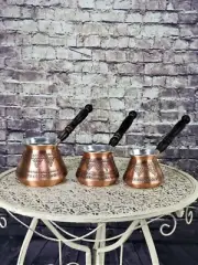 Turkish Handmade Copper Coffee Pots each 3/4/5/Set cups, Gift for friends