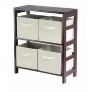Winsome 92861 Capri 2 Section M Storage Shelf with 4 Foldable Fabric Baskets ...
