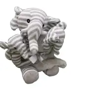 Kelly Toy Elephants Gray & White Stripped 3 Pieces