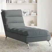 Chaise Lounge with Cushions Dark Grey Fabric Home Chaise