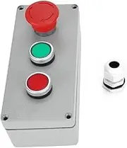Push Button Switch, Aluminum Alloy 3 Button Control Operate Box, IP66 Dust Proof Water Proof Accident Control Box for Gate Opener