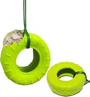 JSLZF 2PCS Tree Frog Habitat Frog Tank Accessories Terrarium Decor Frog Climbing Swing with Suction Cup Hook Green Rubber Climbing Toy for Frogs, A072-2