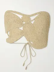 [Cult Gaia] Cult Gaia - Ase Strapless Open-back Asymmetric Raffia Top - Beige - medium medium Neutrals