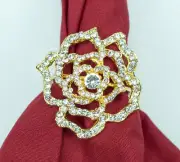 Gold Rose Napkin Rings Set of 4 Sparkling Napkin Holders Party Table Decors