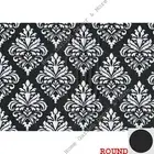 BLACK WHITE DAMASK Flowers Thin Flannel Backing Vinyl TABLECLOTH 60" Round