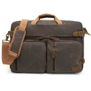 Laptop Messenger Bag Vintage Shoulder Bag Convertible Backpack Retro Briefcas...