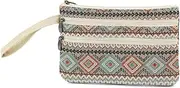 [BBORGDC] Zip Clutch Purse with Detachable Strap, Multi/Polyester Jacquard