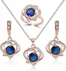 Jewelry Set for Women Her Cubic Zircon Ring Earrings Pendant Necklace Sets Gifts